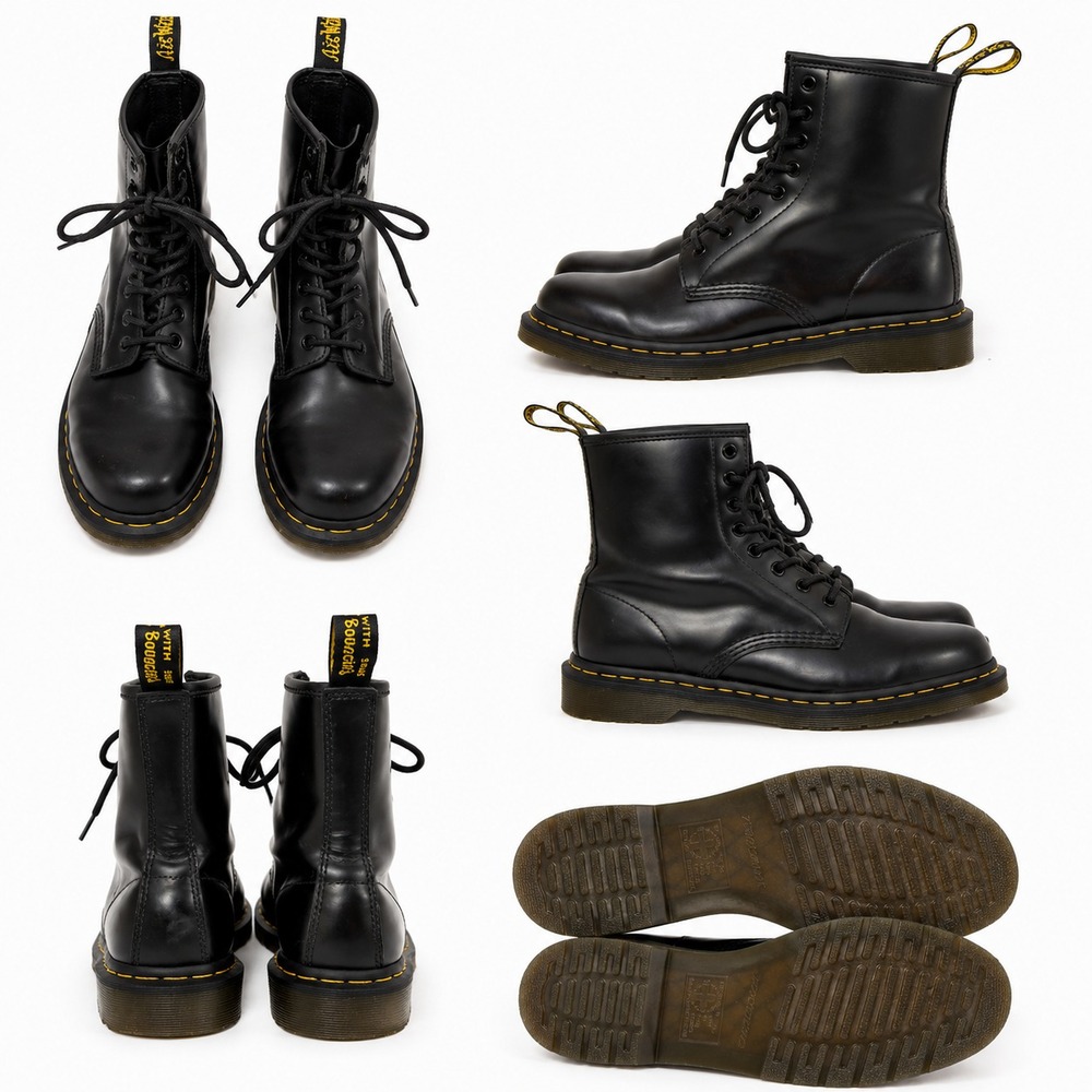 Dr Martens 1460 8-Eye Combat Boots Women's Size 8 Black Leather Lace Up Shoes